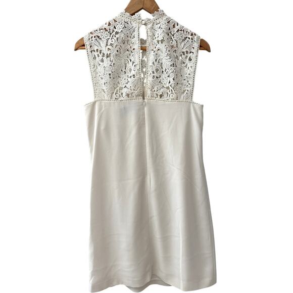 Theory Aronella Elevate Crepe Lace-Yoke Dress in Ivory Size 8 - Picture 5 of 10